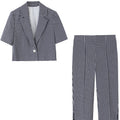 HH Women Casual Slim Plaid Blazer Pants Set 2026 Summer Autumn Gingham Short Blazer+High Waist Capri Pants Fashion Office Suits