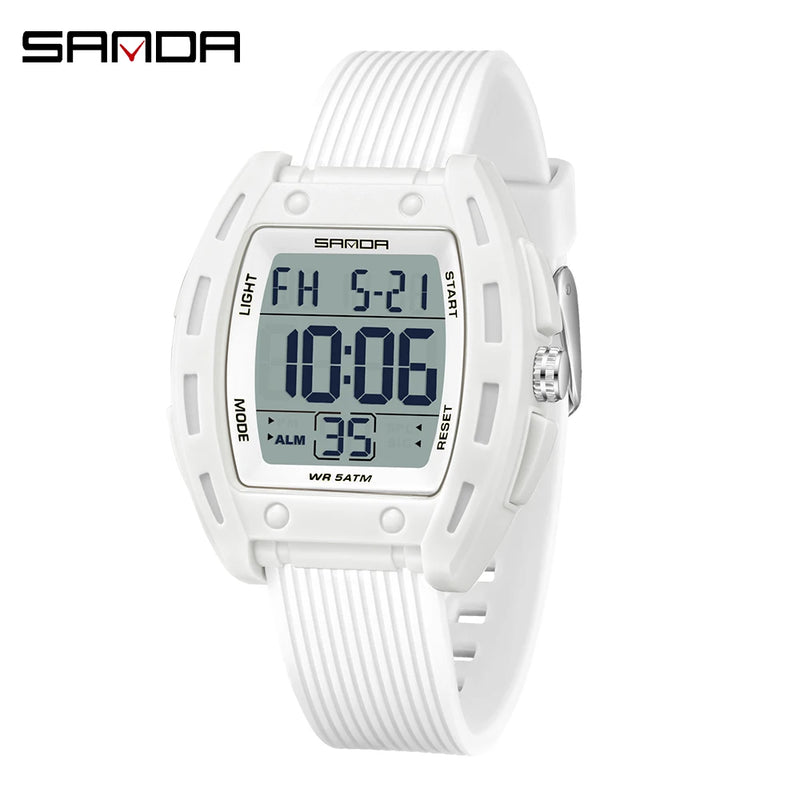 SANDA 6506 Men's Electronic Watches Stopwatch Alarm 5ATM Waterproof Sports Digital Watch for Men Luxury Shockproof Clock Reloj