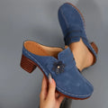 Women's Mules Round Toe Block Heel Suede-Look Shoes Casual Daily Slip-On Clogs Featuring Flower Applique Contrast Stitching 2026