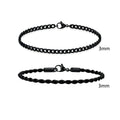2pcs Men's Chain Bracelets,Stainless Steel Silver Gold Black Color Twist Rope Chain Wristband,Trendy Cuban Link Chains Gift