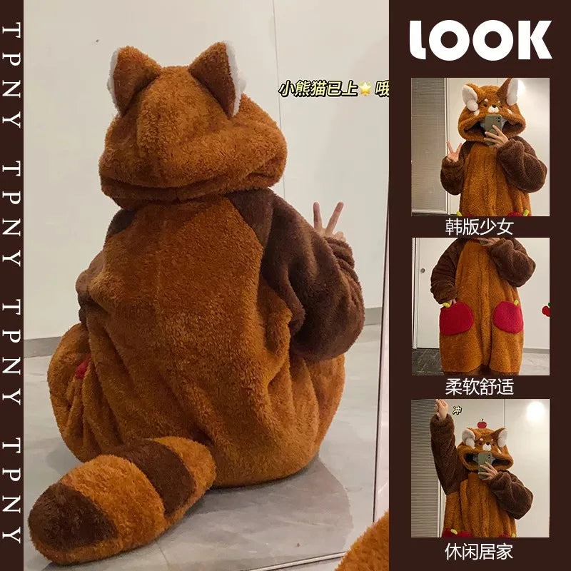 Winter Women Home Pajamas Cartoon Raccoon Kigurumi | SAMAG