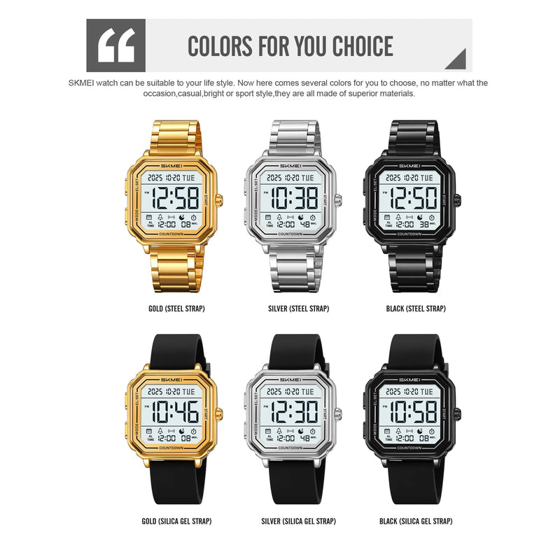 2559 Sport EL Light Casual Watch for Man Chronograph Countdown Stopwatch Digital Wristwatch 2Time Fashion - Visuel 5 | SAMAG