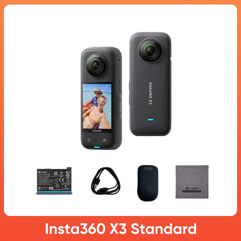 Original Insta360 X3 5.7K Action Camera 360 4K/30 72MP Photo Live Streaming 10m Waterproof Helmet Video Recording Sport