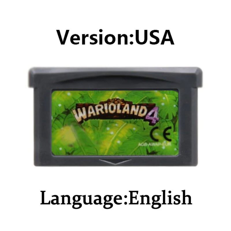 Mario GBA Games cards EUR USA Version GBA Game Cartridge 32 Bit Video Game Console Card Series Super  Wario Land4