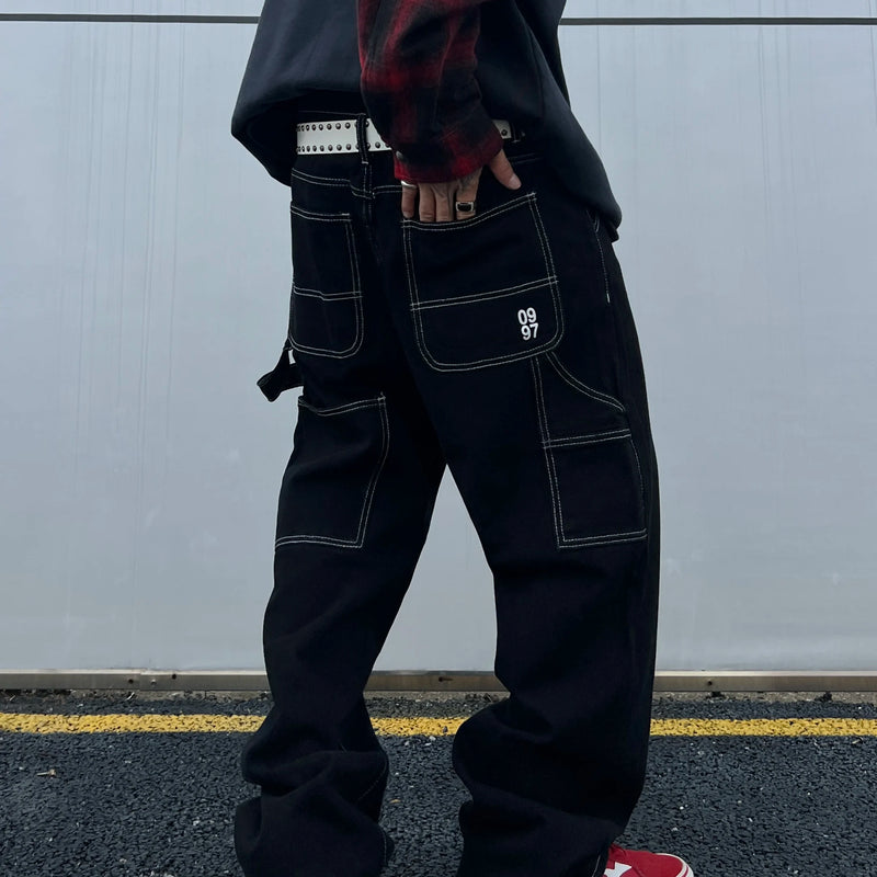 Liys Retro Black Fashion Work Jeans Men Casual | SAMAG