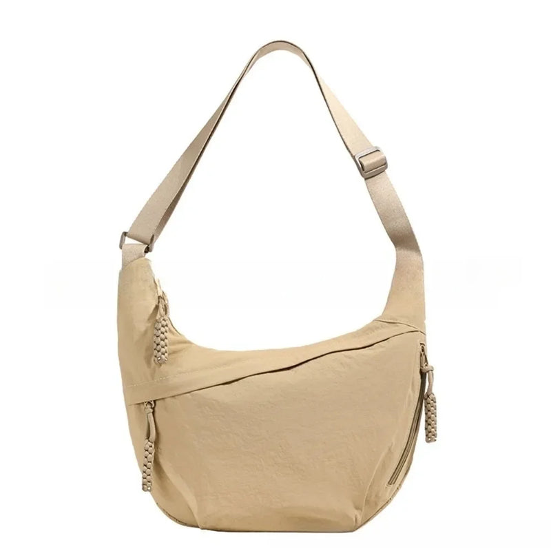 Casual Canvas Crossbody Bags Korean Simplified Large Capacity Sports Hobos Bag Solid Color Lightweight Dumpling Bag Women