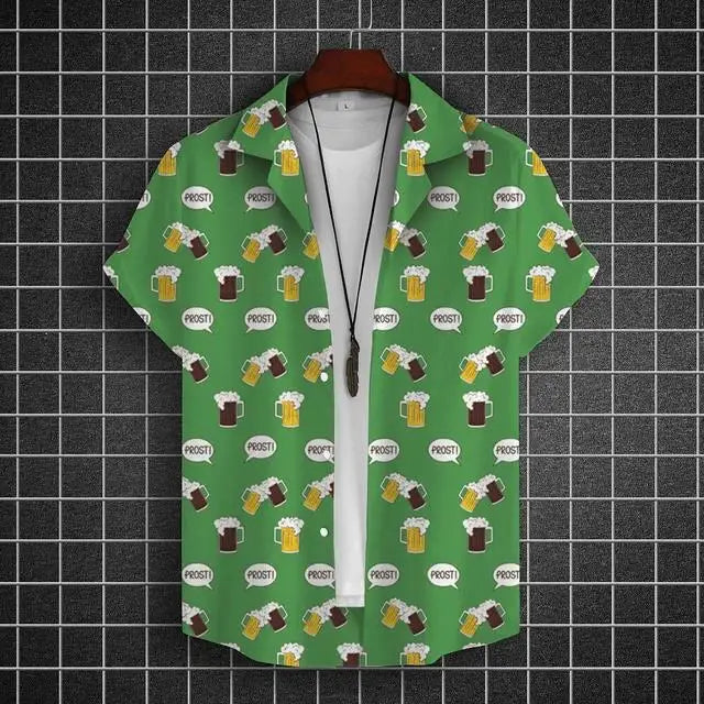 Hawaiian Shirt For Men 3d Beer Printed Short Sleeve Party | SAMAG