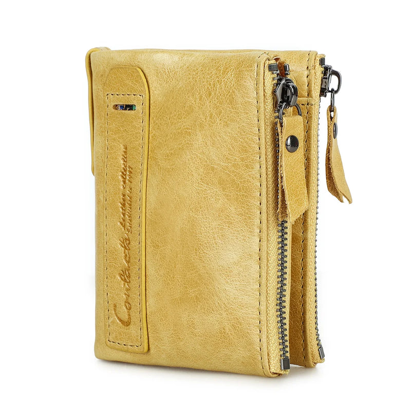 CONTACT'S Fashion Genuine Leather Women Wallet Bifold Card Holder Coin Purse Small Women's Purse Money Clip Men Pocket Wallets