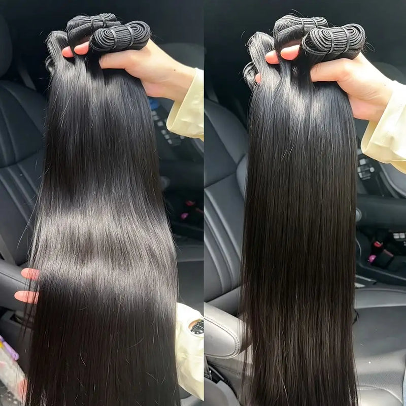 12A Brazilian Long Straight Hair 1/3/4 Bundle Deals Unprocessed Virgin Human Hair Bundles Bone Straight Natural Black Color 10-38 Inches