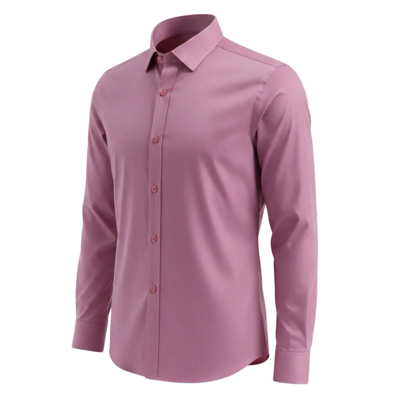 Men's Wrinkle - Free Dress Shirt Regular Fit Solid Business Formal Long Sleeve Button Up Stretch - View 9 | SAMAG