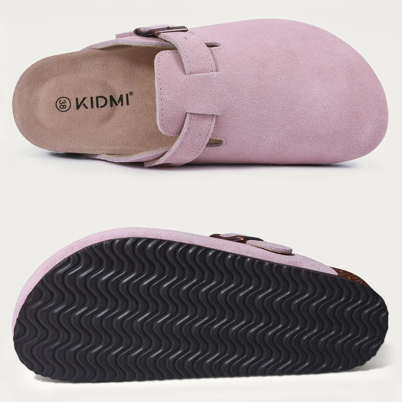 Asgard Women's Suede Clogs Summer Cork Footbed Leather Mules Slippers With Adjustable Strap Unisex Comfortable Soft Potato Shoes