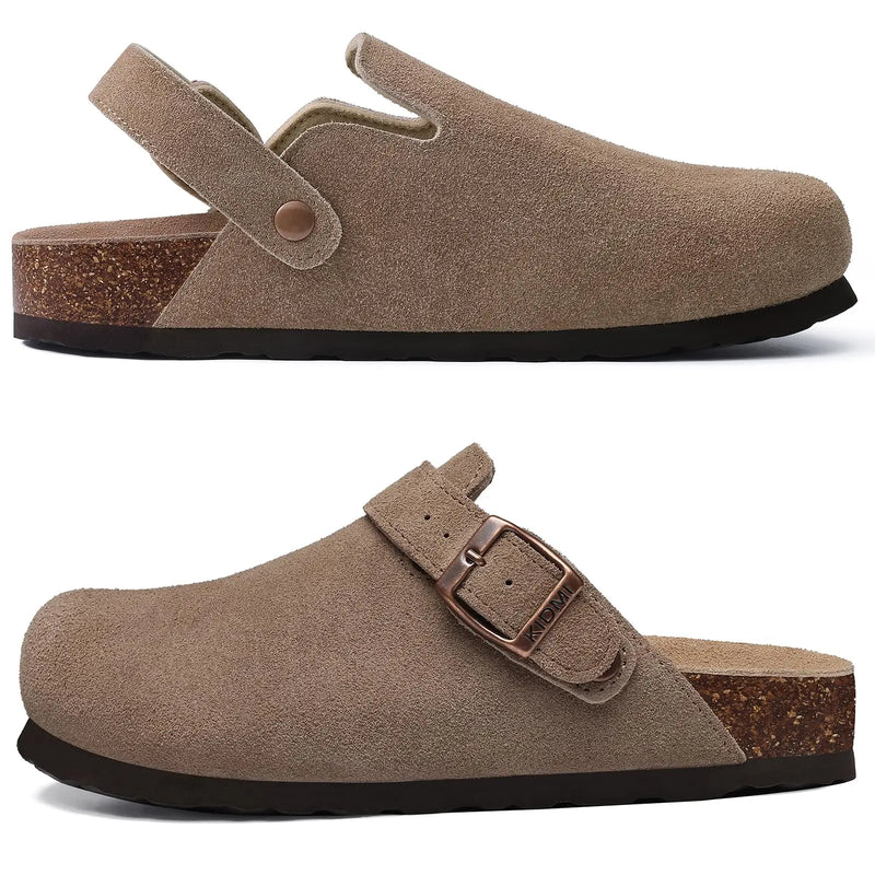 Evshine Women's Fashion Cork Clogs Sandals with Arch Support Lady Retro Mules Men Retro Potato Shoes Cork Footbed House Slippers
