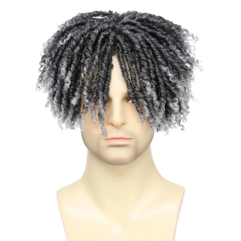 Synthetic Dreadlock Braided Half Wig Black Brown Blonde Grey Soft Faux Locs Natural Style Cosplay Costume Party Daily Anime Wigs