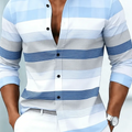 New Men's Long Sleeved Shirt Casual Fashion 3D Striped | SAMAG