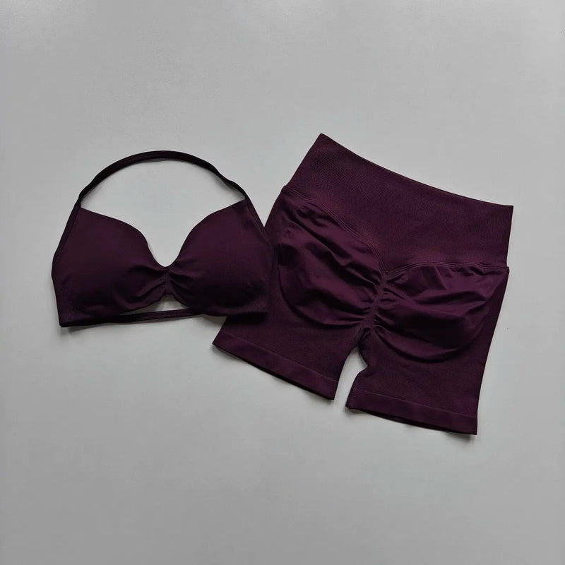 Yoga Set for Women, Fitness, Breathable, Quick Drying Training, Beautiful Back, Gathered Underwear, High Waist, Hip Lifting Shor