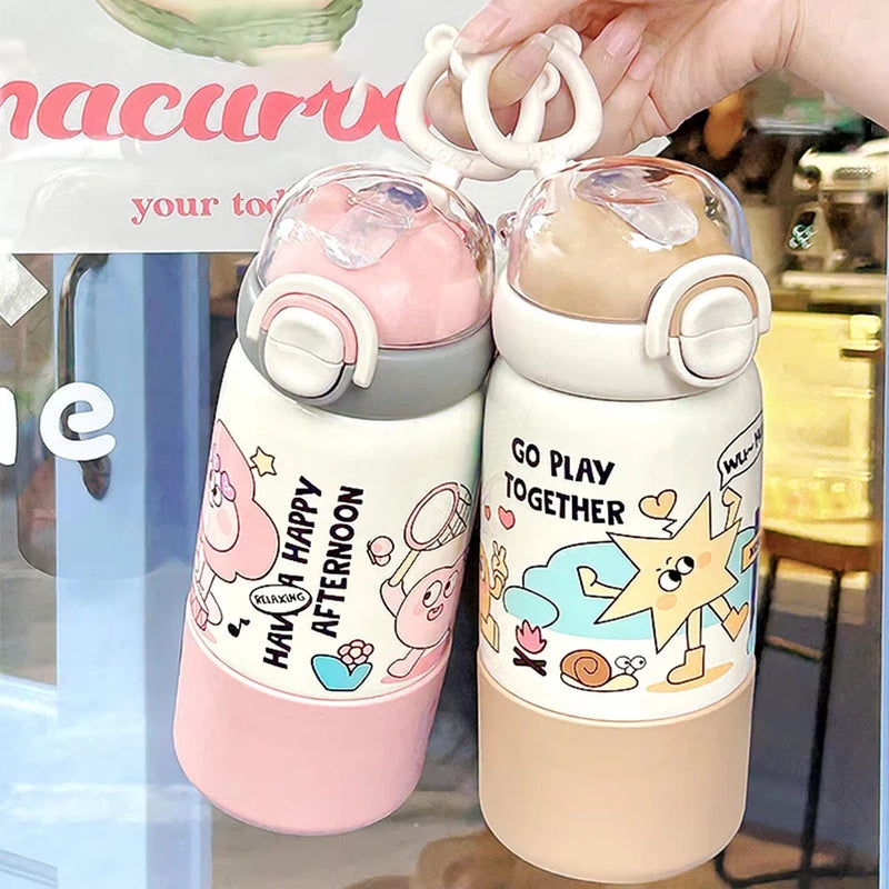 500ML Cute Cartoon Kids Thermos Bottle Children's Thermal Water Bottle 316 Stainless Steel Thermos Mug For Outdoor Water Cup ﻿