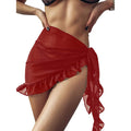 Swimsuit Coverups for Women Ruffle Hem Sarong Beach Bikini Wrap Sheer Short Skirt Chiffon Scarf for Swimwear