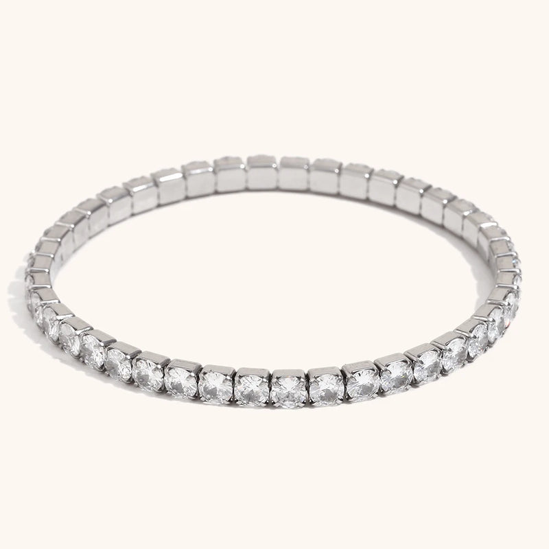 La.Muses Elastic Cubic Zirconia Stainless Steel Woman's Bracelet Fashion Luxurious Jewelry Party Accessories