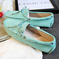 Cow leather womens shoes suede flats bow tie moccasins big size casual shoes size34-44