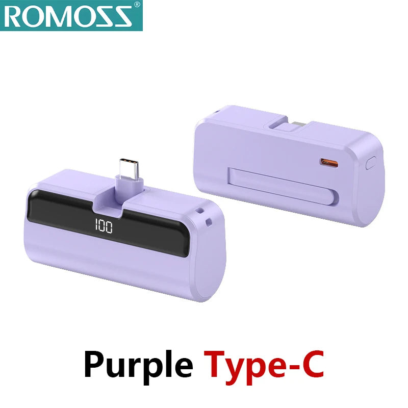 ROMOSS 500000mAh Capsule Power Bank Portable Large Capacity Super Fast Charging Mini External Battery for iPhone Huawei Samsung