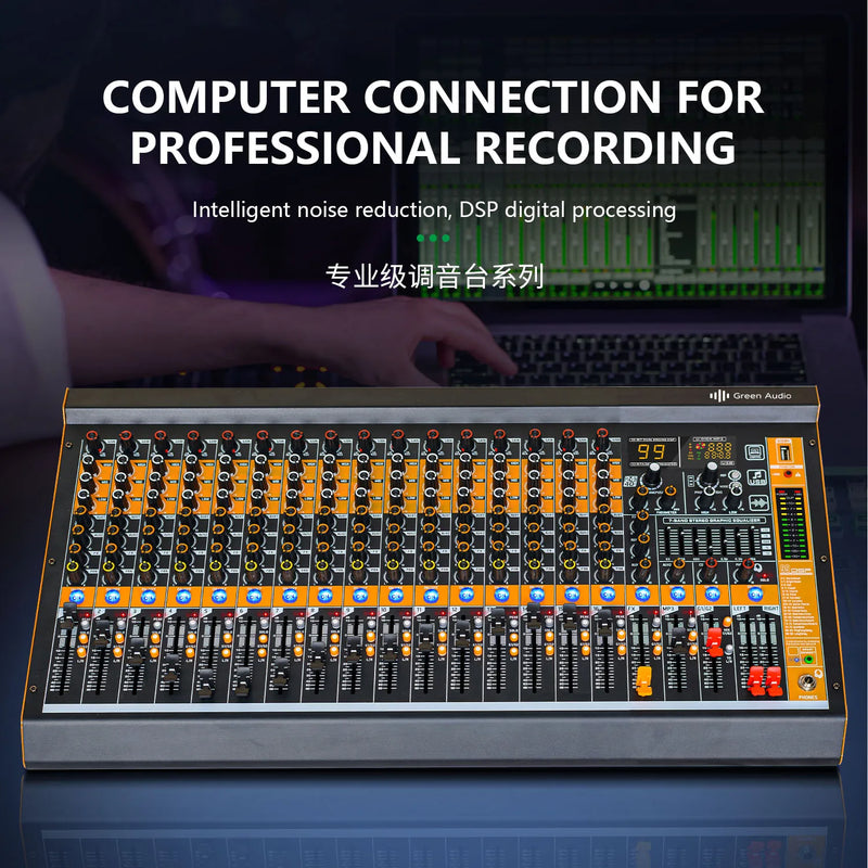 GAX-MV24 professional 24 channel dj audio mixer with reverberation effect conference stage performance mixer bar audio DJ
