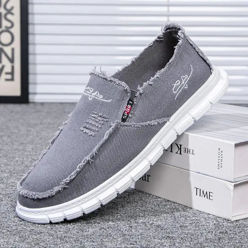 Men's Washed Fabric Casual Shoes Anti Slip and Wear-resistant Driving Shoes Canvas Shoes