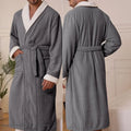Autumn Winter Men's Robe Thicken Flannel Long Bathrobe Kimono Gown Loose Casual Male Sleepwear Home Clothes Coral Fleece Pajama