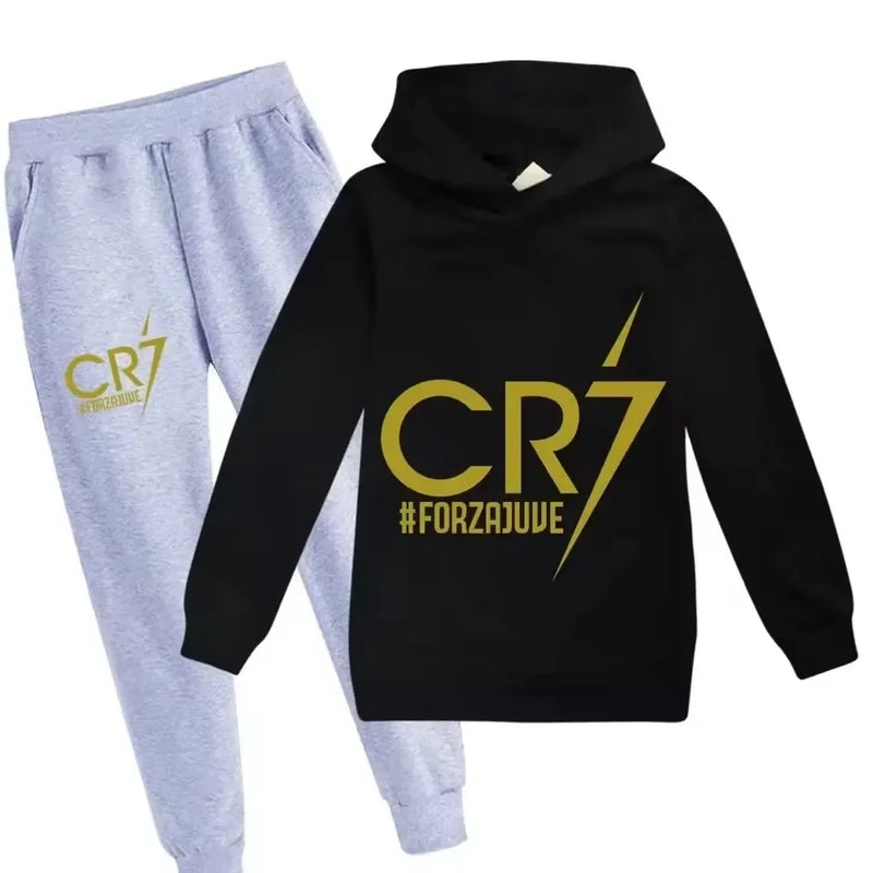 3-12 Years Spring Autumn Football CR7 Print Hoodie+Pants | SAMAG