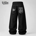 UP.THE Men Black Baggy Wide Leg Jeans, Y2K Oversized | SAMAG