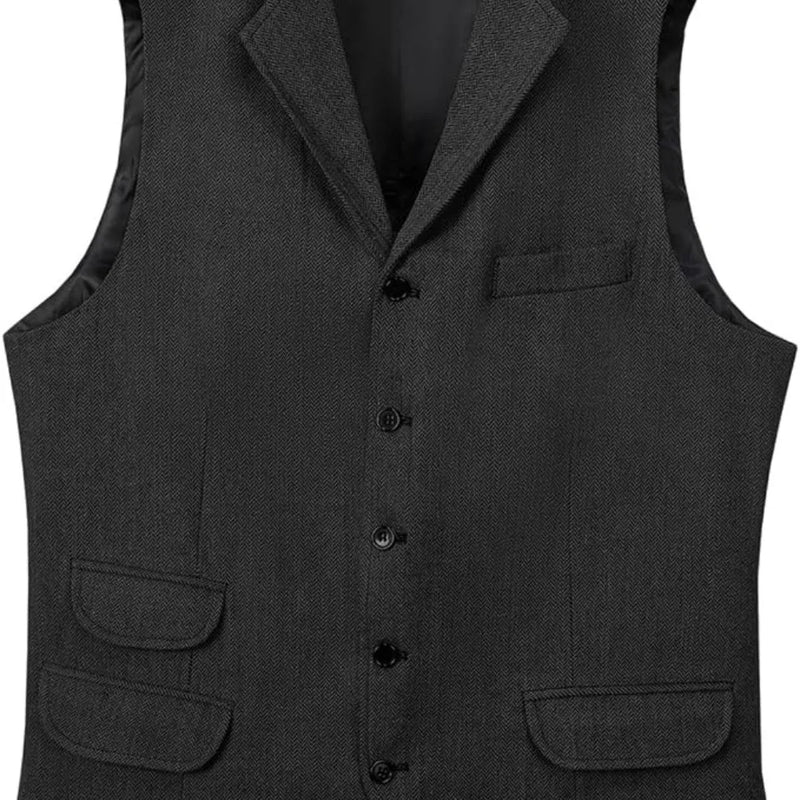 Men's Vest Herringbone Tweed  Suits Vests Slim Fit Business Herringbone Men's Waistcoat For Wedding