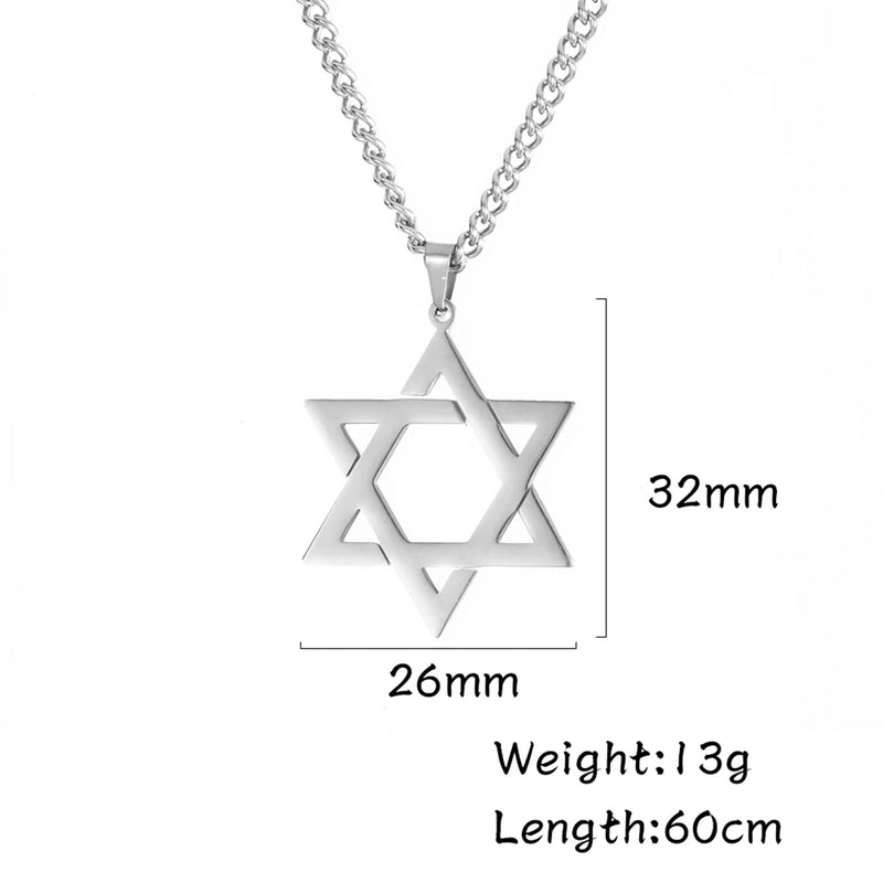 EUEAVAN Star of David Pendant Necklace Women Men Stainless Steel Gold Silver Black Color Classic Six-pointed Star Jewish Jewelry