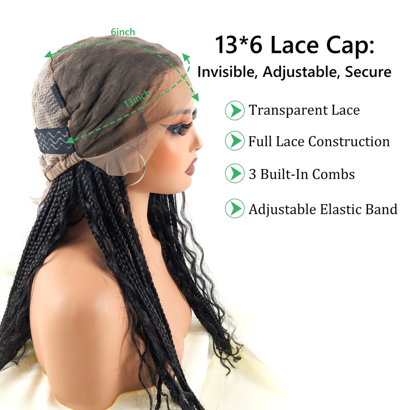 Knotless Boho Braided Wigs Twisted Braid Lace Wig 13x6 HD Front Lace Synethic Braided Wigs for Women