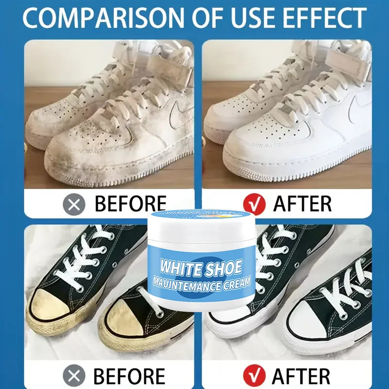LOORSAN White Shoe Cleaning Cream - No-Rinse Stain Remover Instant Whitening for Canvas & Leather Sneakers