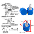 WAVGAT 3590S Multiturn Potentiometer 500 1K 2K 5K 10K 20K 50K 100K ohm Potentiometer Adjustable Resistor 3590 102 202 502 103