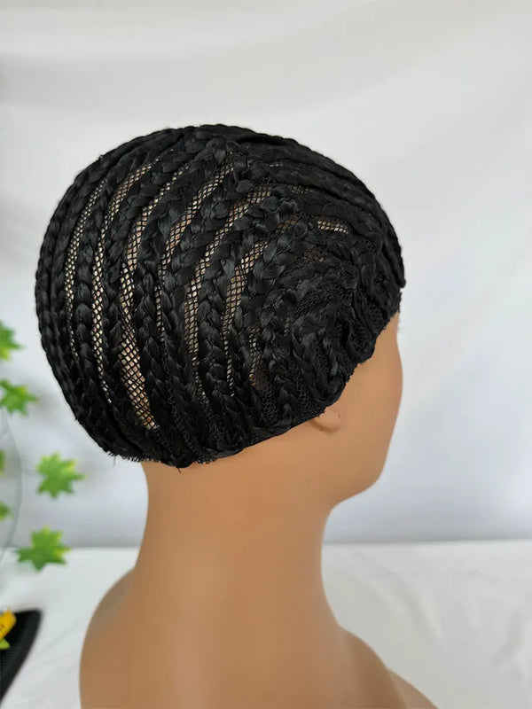 Synthetic Braided Wig Cap For Crochet Hair Braids Breathable Cornrow Cap For Easier Sew in Weave Hair Glueless Black
