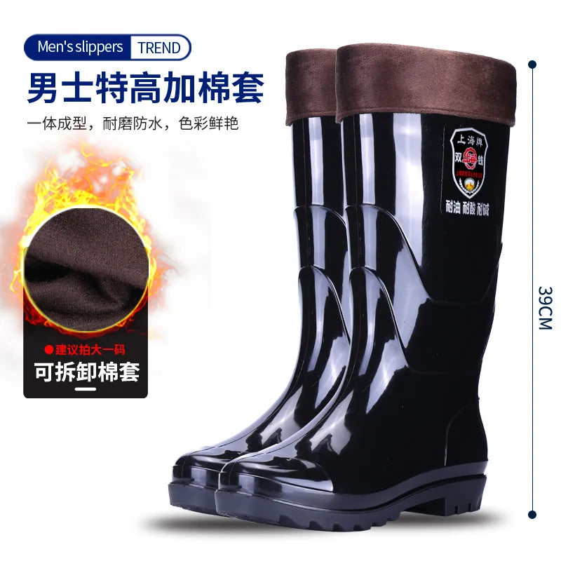 Rain shoes construction site waterproof rain boots men's non-slip wear-resistant rubber shoes water shoes thickened