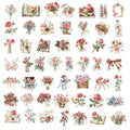 50PCS Flower and Letter Flower Stickers Computer Mobile Handbooks, DIY Stickers