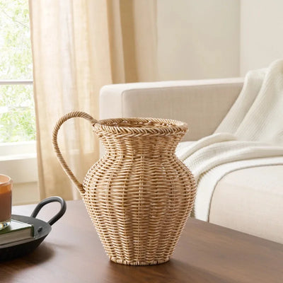Homes & Gardens 9" Faux Wood Rattan Pitcher Vase | SAMAG