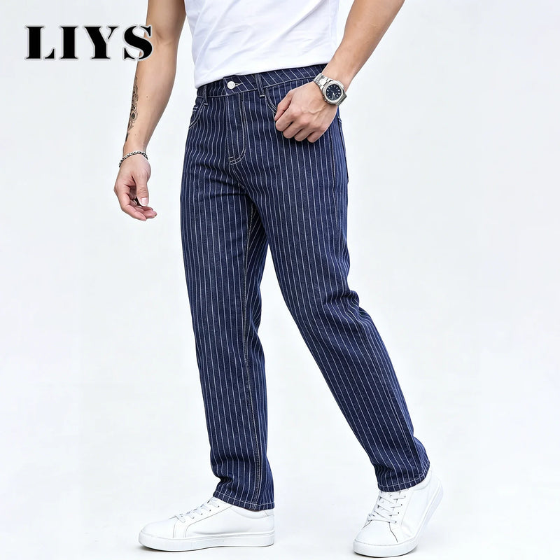 LIYS Light Luxury Blue White Striped Jacquard Slim | SAMAG