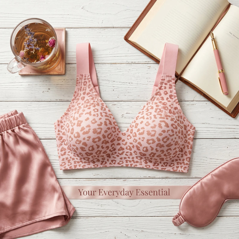 1Pcs Leopard Print Seamless Wireless Bra, Full Coverage Push Up Bralette, Anti-Sagging Breathable Soft Thin Cup for Sports Yoga Daily