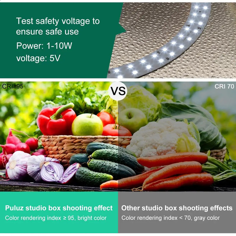 PULUZ 30cm Folding High 97 CRI Ring Light Photo Lighting Studio Shooting Tent Box Kit with 6 Colors Backdrops