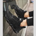 Men's Sports Shoes Trendy Flat Heel Low-top Soft-soled Round Toe Lace-up Large Size New High-quality Solid Color Running Shoes