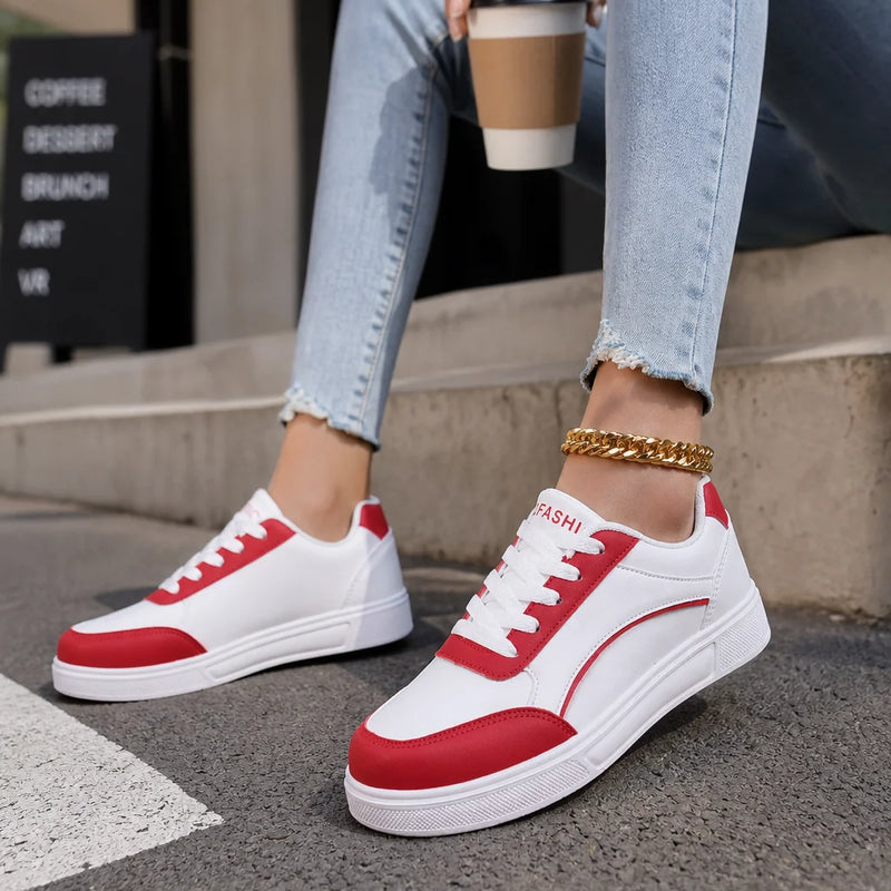 Street Style Red Skateboard Shoes For Women Comfortable | SAMAG