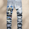 Fashionable Men's Jeans With Trendy Prints Highlighting | SAMAG