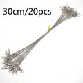 OUTKIT 20PCS/lot Fishing Lure Trace Rope Wire Leader Line Swivel Tackle Spinner Shark Spinning With 15CM, 20CM, 24CM, 30CM Pesca
