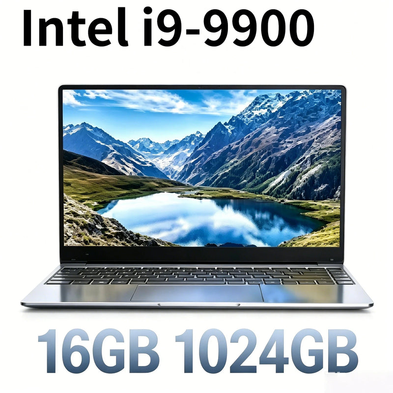 Ultra Slim 15.6 Inch Laptop 32GB RAM 512GB 1TB SSD Intel Core i9 9900 8C 16T 5GHz Gaming Notebook Office 1920x1080