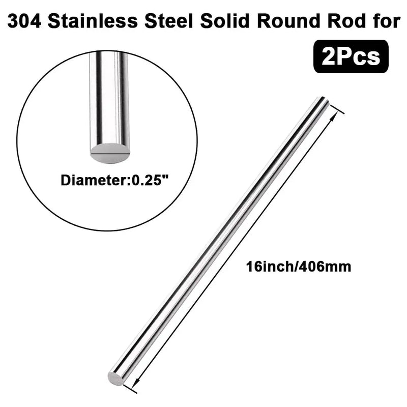 2/5/ 304 Stainless Steel Solid Round Rod 6in-20in 12 16in | SAMAG