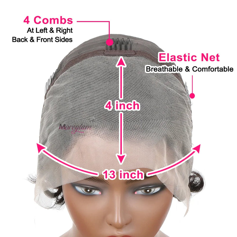 613 Blonde Pixie Cut Short Bob Loose Wave Human Hair Wigs Chocolate Brown Short Bob 13x4 Transparent Lace Front Wigs Preplucked