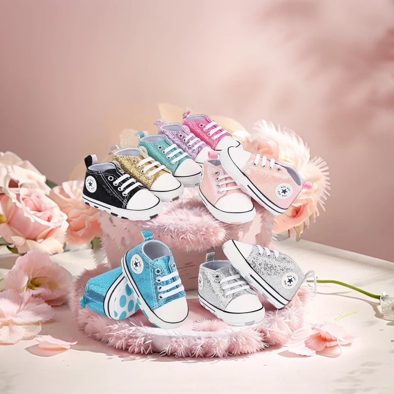 Baby Shoes High Quality Blingbling Canvas Sneaker Spring and Autumn Style Multiple Color Chioces 2024 New Baby Fashion D2479