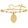 Vnox Rosary Bracelet for Women Girls, Gold Plated Stainless Steel Religious Cross and Virgin Mary Prayer - Visuel 8 | SAMAG